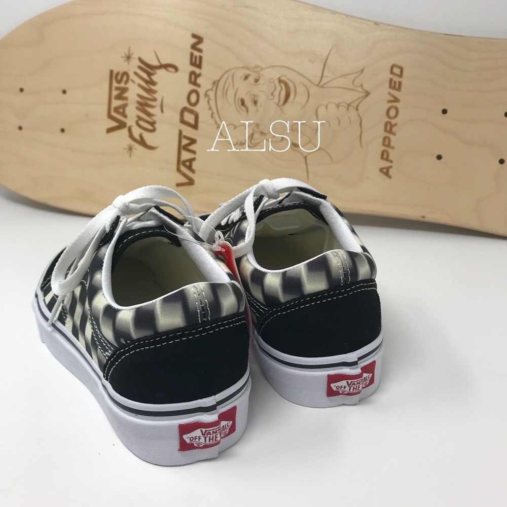 VANS Old Skool Blur Check Black Classic W AUTHENT - Picture 4 of 9